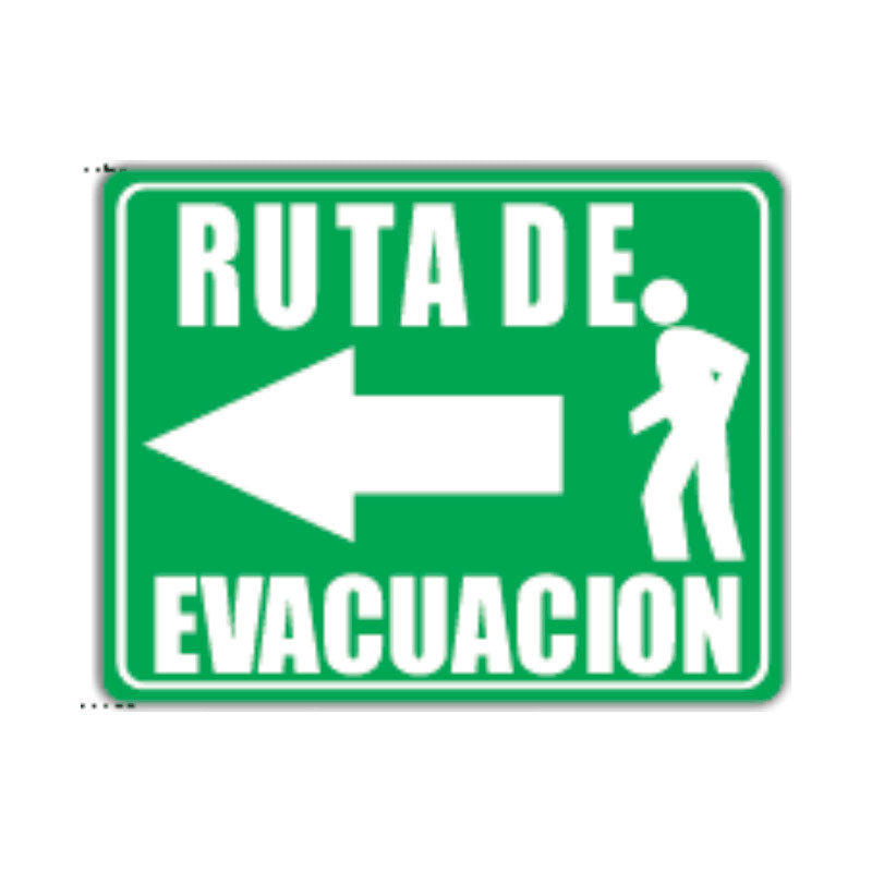 Señalización Ruta Evacuación Izquierda 30 x 18.5 cm