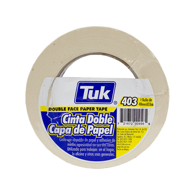 Cinta Doble Capa de Papel 48mm x 33 mts Tuk