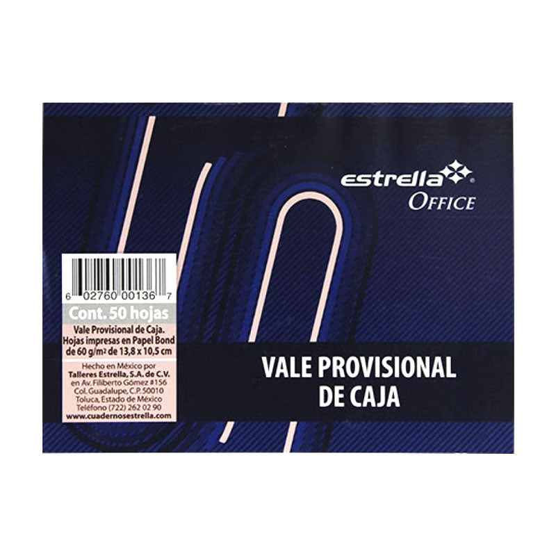 Block Vale Provisional de Caja Estrella