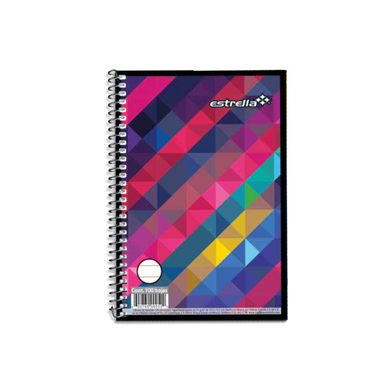 Libreta 1/8 Apuntes Espiral Raya 100 hjs Estrella