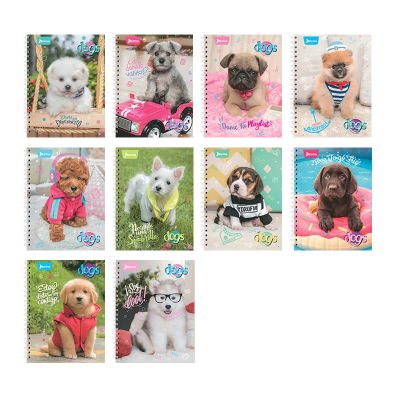 Cuaderno Profesional Doble Arillo Cuadro Grande 100 hjs Dogs Norma