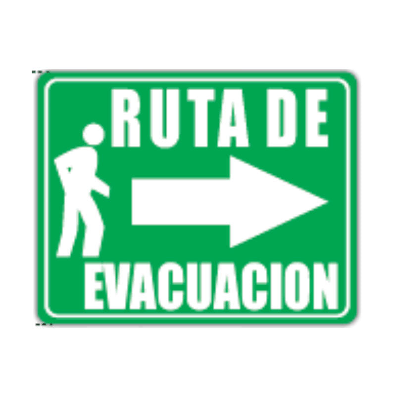 Señalización Ruta Evacuación Derecha 30 x 18.5 cm