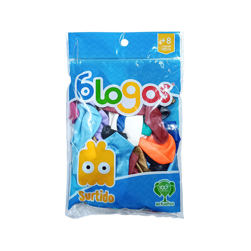 Bolsa Globo de Latex Mix Blogos Tamaños y Colores Surtidos 100 grs Fasemex