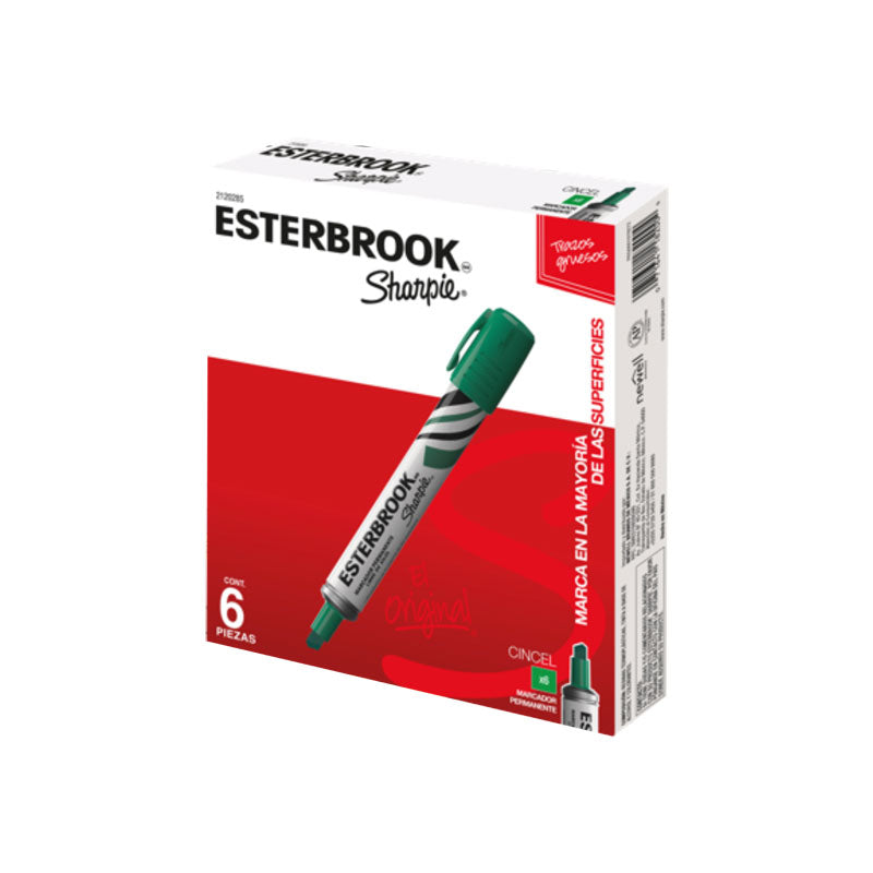 Marcador Permanente Cincel Verde C/6 piezas Esterbrook