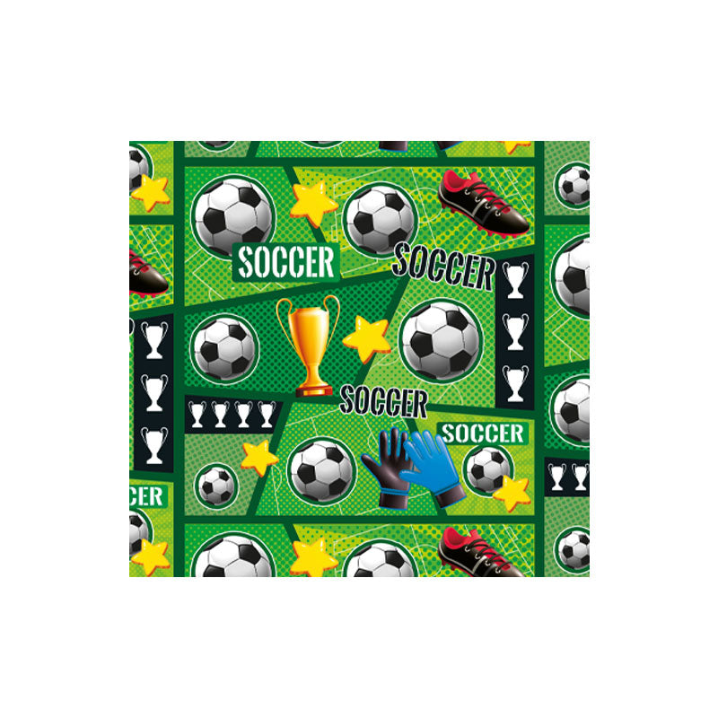 Papel de Regalo Balones y Estrellas Fondo Verde 70 x 50 cm Pliego 10 piezas Creear