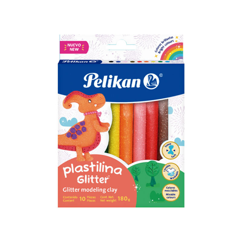 Plastilina Barritas Surtido Glitter C/10 piezas Pelikan