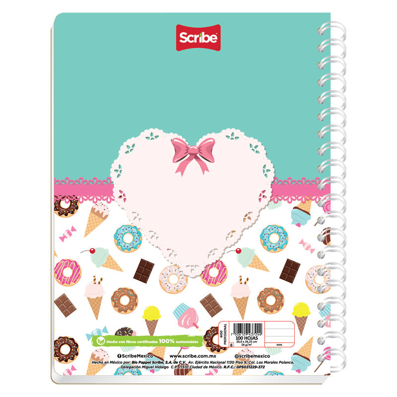 Cuaderno Profesional Doble Arillo Raya 100 hjs Sweet Scribe