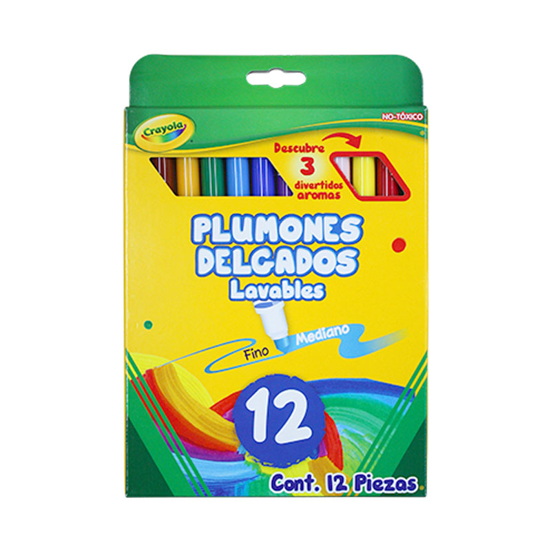 Plumones Delgados C/12 piezas Crayola