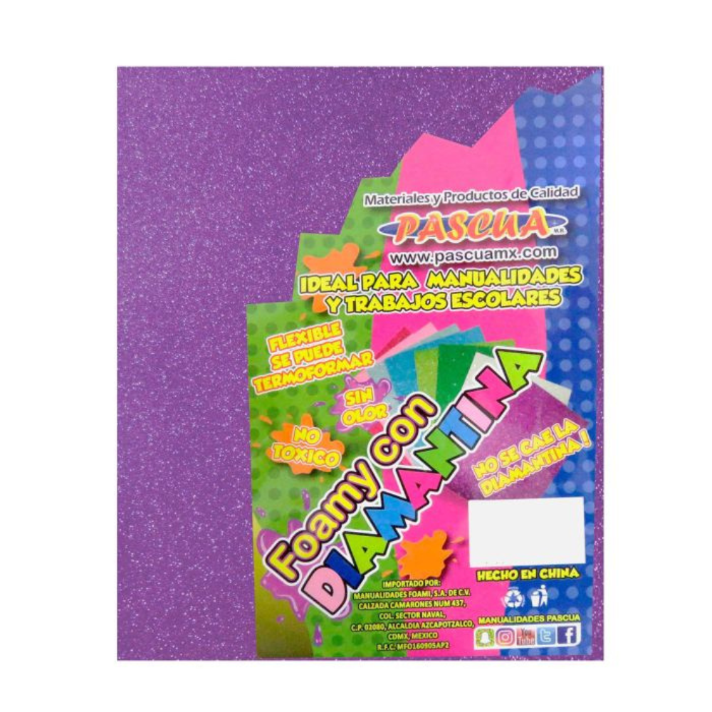 Foamy Diamantina Morado Carta 5 piezas Pascua