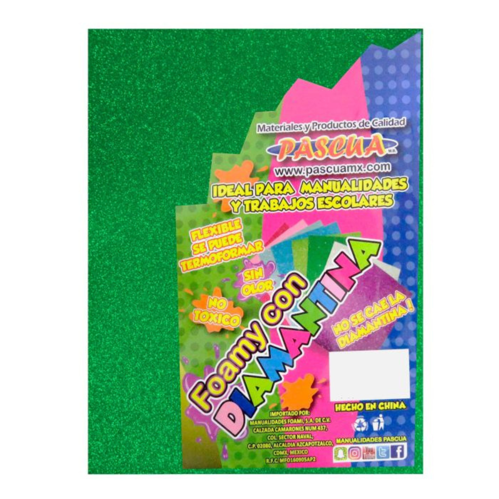 Foamy Diamantina Verde Bandera Carta 5 piezas Pascua