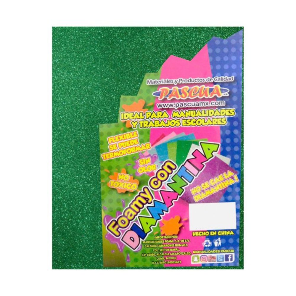 Foamy Diamantina Verde Limón Carta 5 piezas Pascua