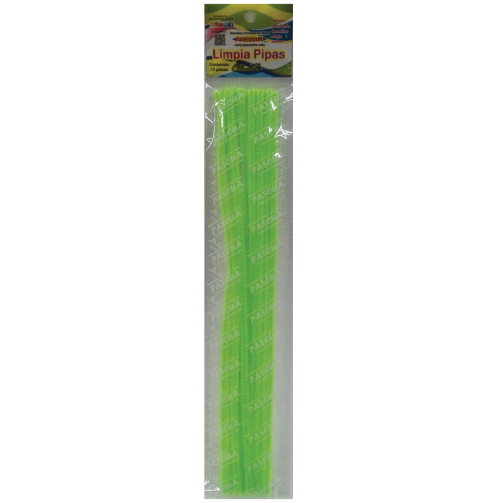 Limpia Pipas Verde Limón Chenille 12 piezas Pascua