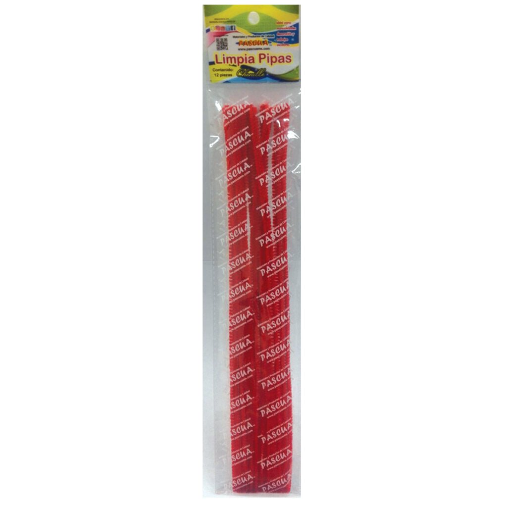 Limpia Pipas Rojo Chenille 12 piezas Pascua