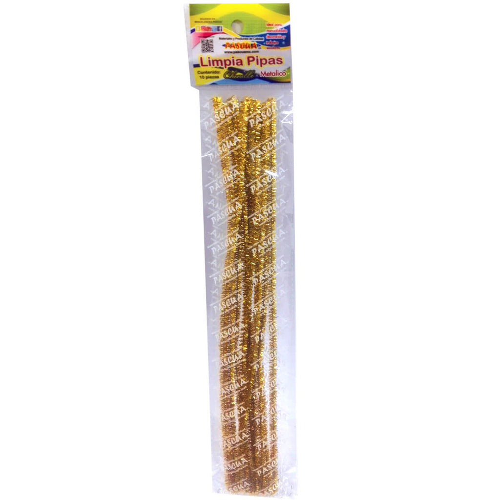 Limpia Pipas Metálico Dorado Chenille 10 piezas Pascua