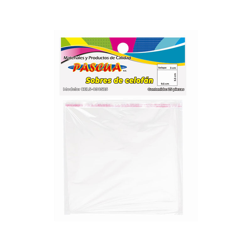 Paquete de Bolsas de Celofán 25 piezas 9.5 x 5.5 cm Pascua