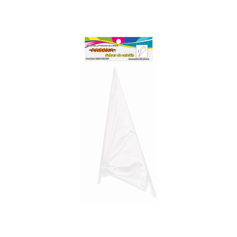 Paquete de Bolsas de Celofán Cono 25 piezas 12 x 30 cm Pascua