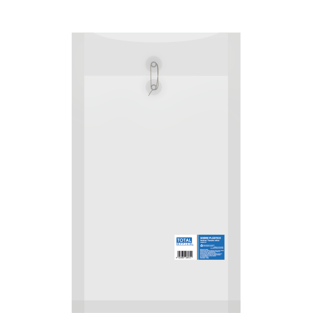 Sobre Plástico C/Hilo T/Oficio Vertical Transparente Total Office