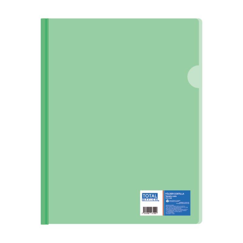 Folder Costilla Plastico T/Carta Verde Neón Total Office