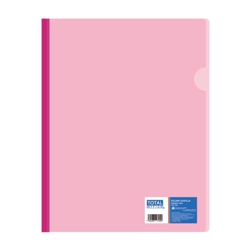 Folder Costilla Plastico T/Carta Rosa Neón Total Office