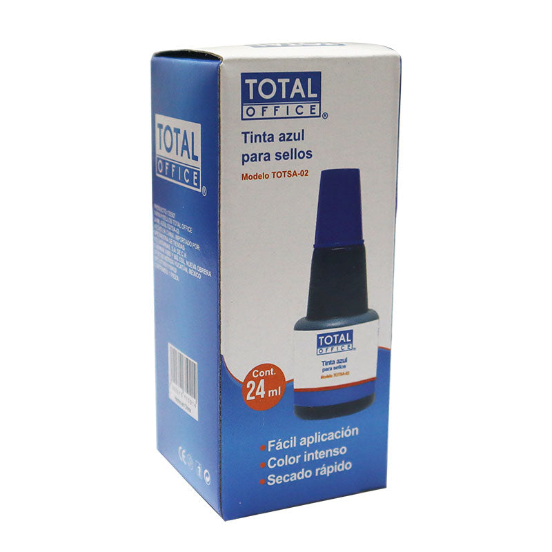 Tinta para Sellos Azul 24ml Tipo Gotero Total Office