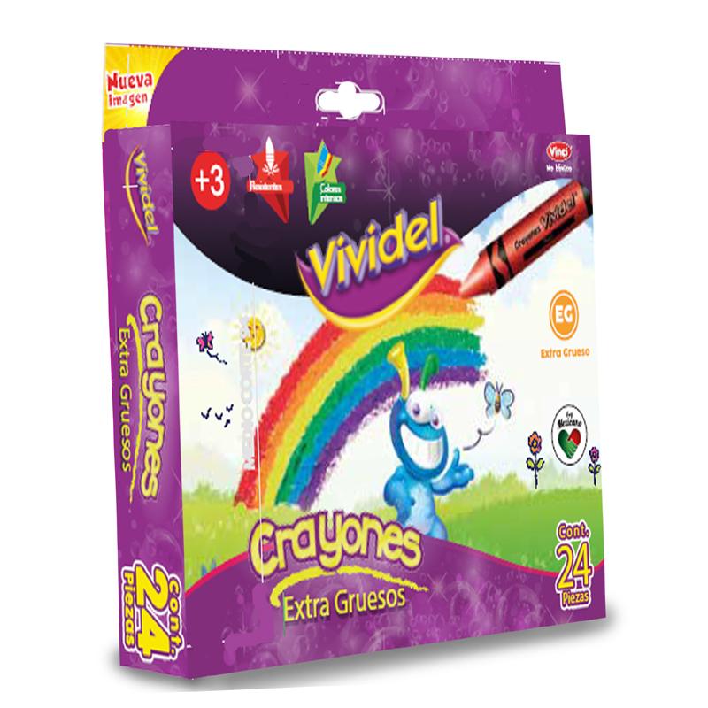 Crayones Extra Gruesos Redondos C/24 piezas Vividel Dixon