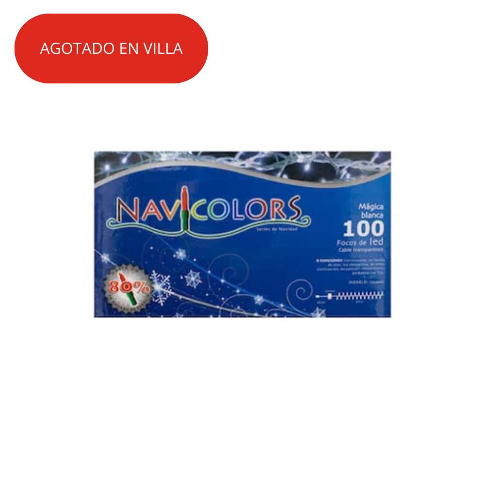 Luz Navidad 100L Led Blanca Cable Transparente Navicolors
