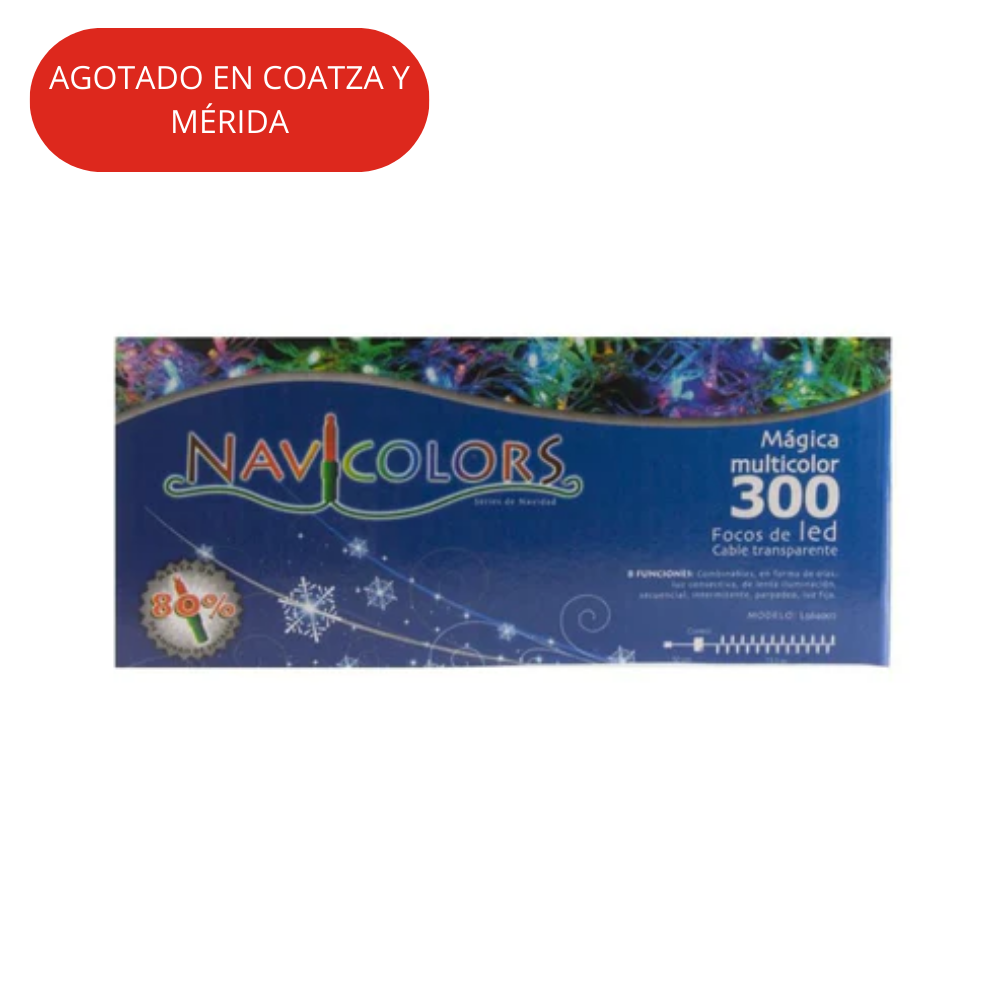 Luces de Navidad 300 Led Multicolor Cable Transparente Navicolor