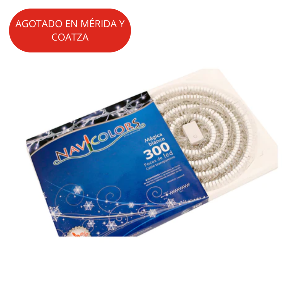 Luces Navideñas Led Blanca 300L Cable Transparente Navicolors