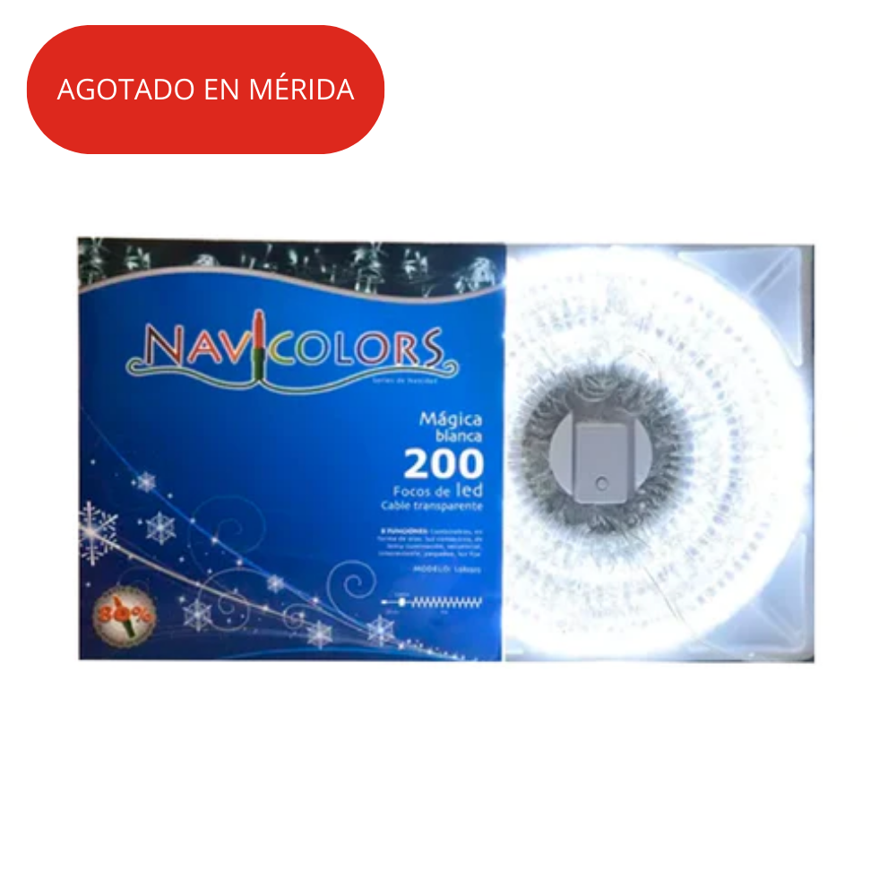 Luces Navideñas Led Blanca 200L Cable Transparente Navicolors