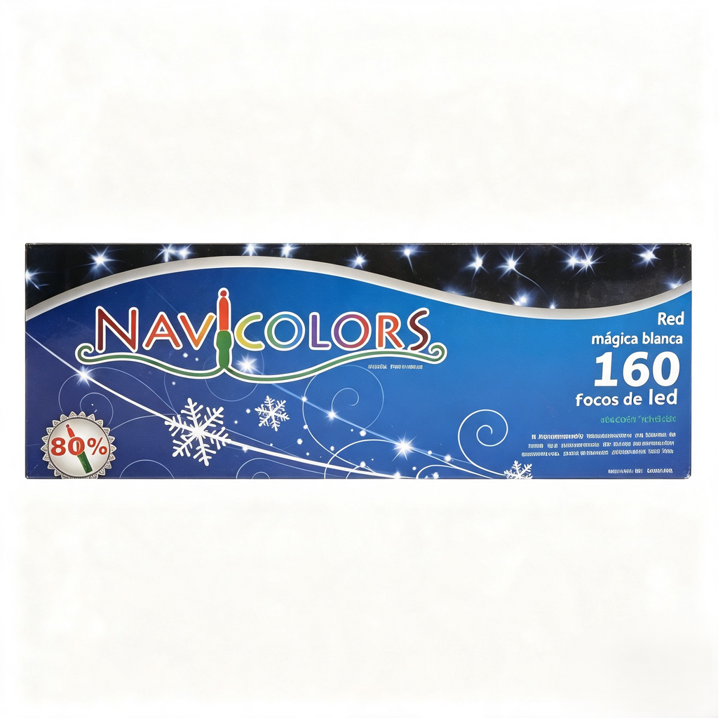 LUZ NAVIDEÑA 160L LED RED BLANCA CABLE VERDE L562284 NAVICOLORS
