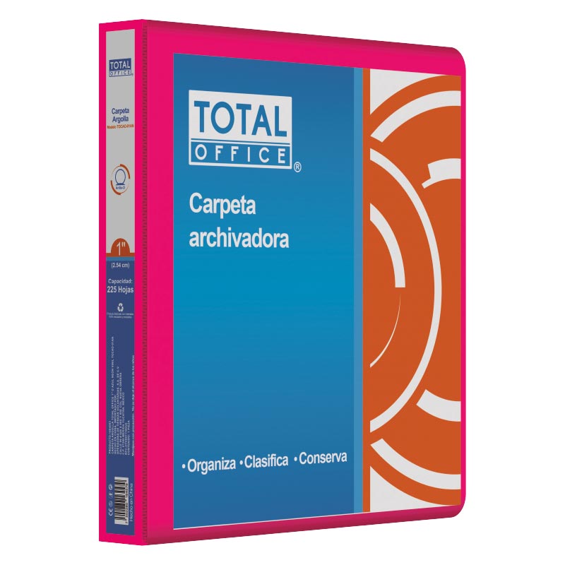 Carpeta De Argolla Vinil 1 O Carta Rosa Neón Total Office