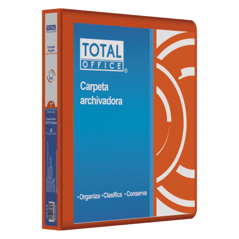 Carpeta De Argolla Vinil 1 O Carta Naranja Neón Total Office