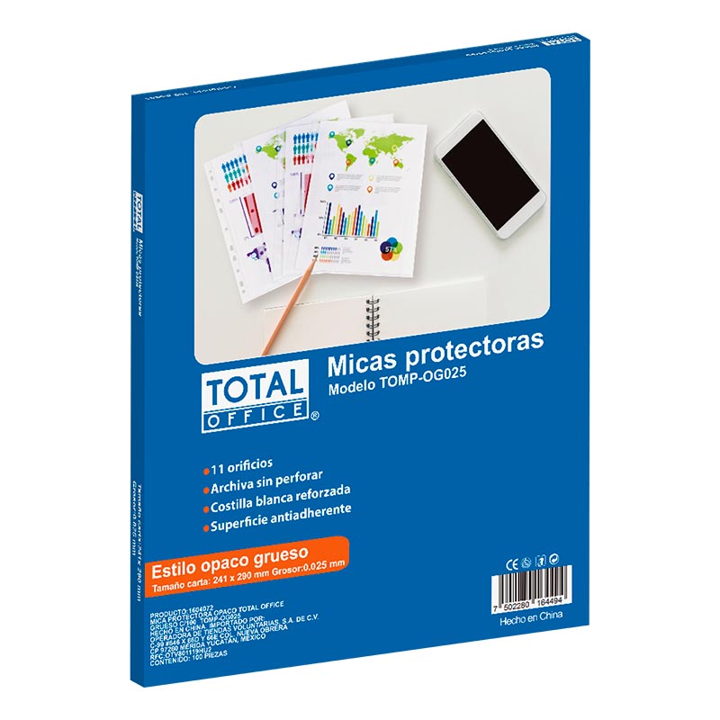 Mica Protectora Opaco Grueso C/100 piezas Total Office