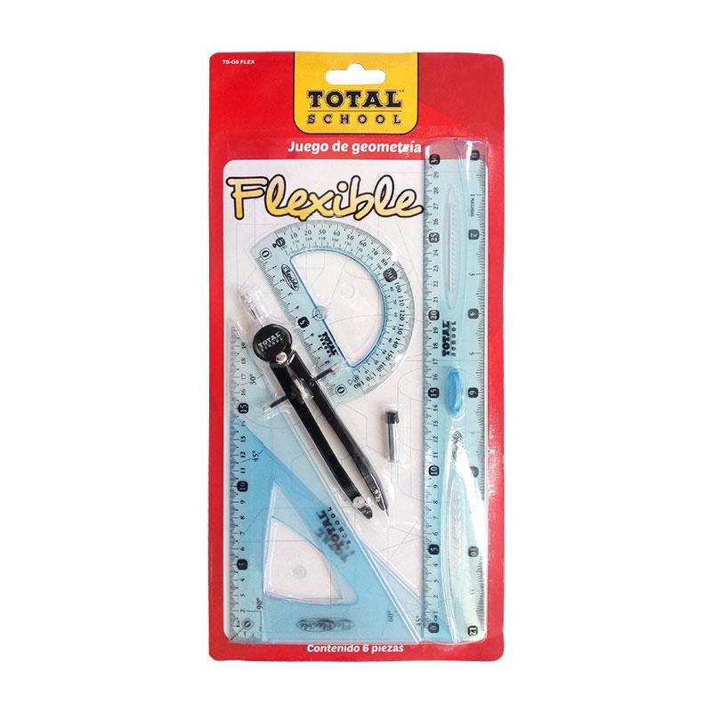 Equipo Geometria Flexible C/Compas Precision C/6 piezas Blíster Total School