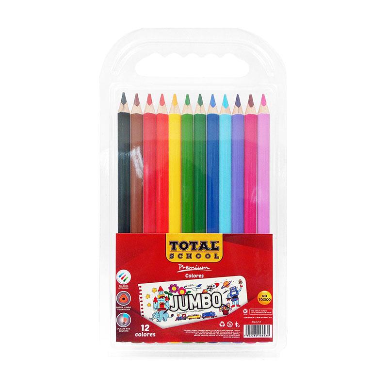 Colores Largos Triangulares Jumbo C/12 colores Premium Total School