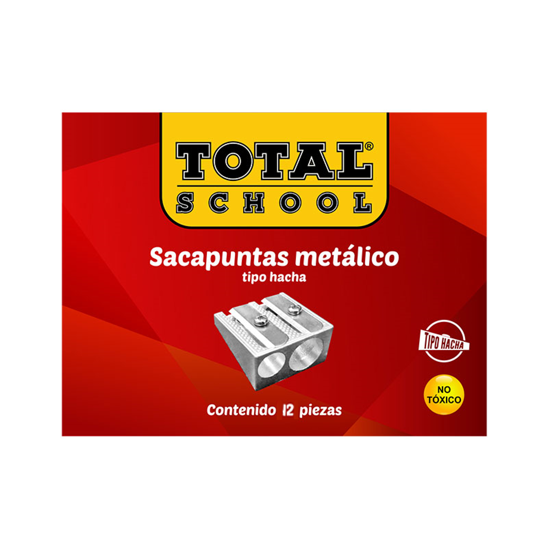 Sacapuntas Metálico 2 Orificios Hacha C/12 piezas Total School