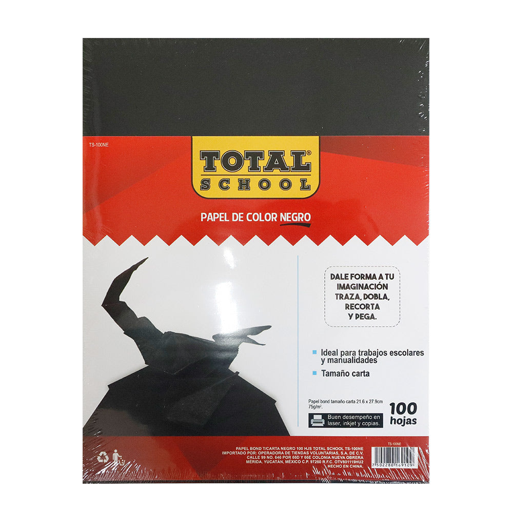 Papel Bond Carta Negro 100 hjs Total School