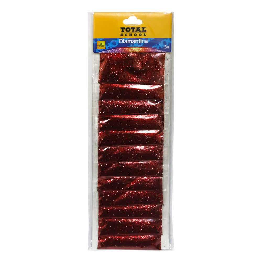 Diamantina Fina Rojo Blíster 12 piezas Total School