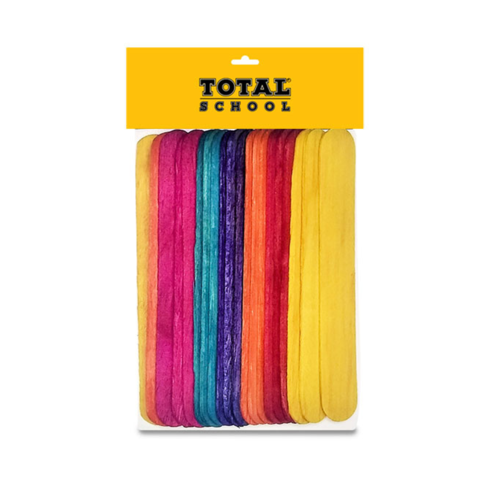 Abatelenguas Madera 50 piezas Varios Colores 15cm Total School