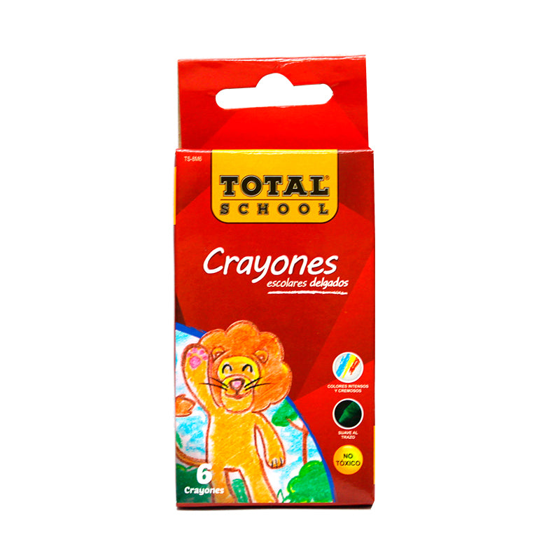 Crayones Delgado Redondos Total School C/6 piezas Total School