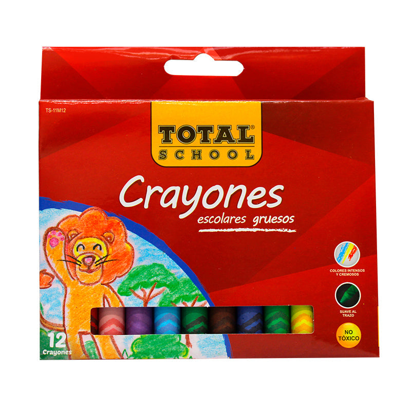 Crayones Gruesos Redondos C/12 piezas Total School