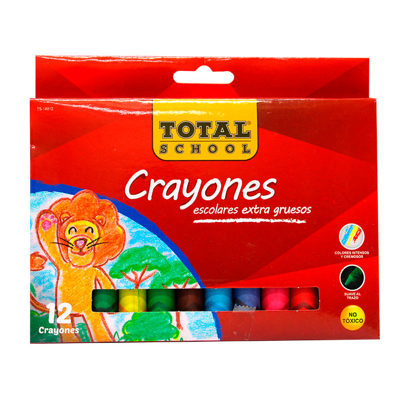 Crayones Extra Gruesos Redondos C/12 piezas Total School