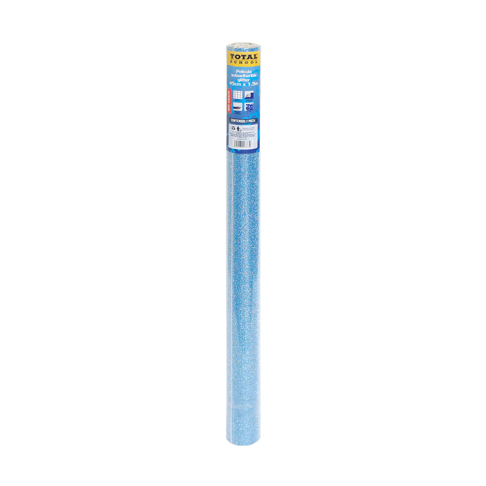 Rollo Autoadhesivo 45 cm x 1.5 m Glitter Azul Total School