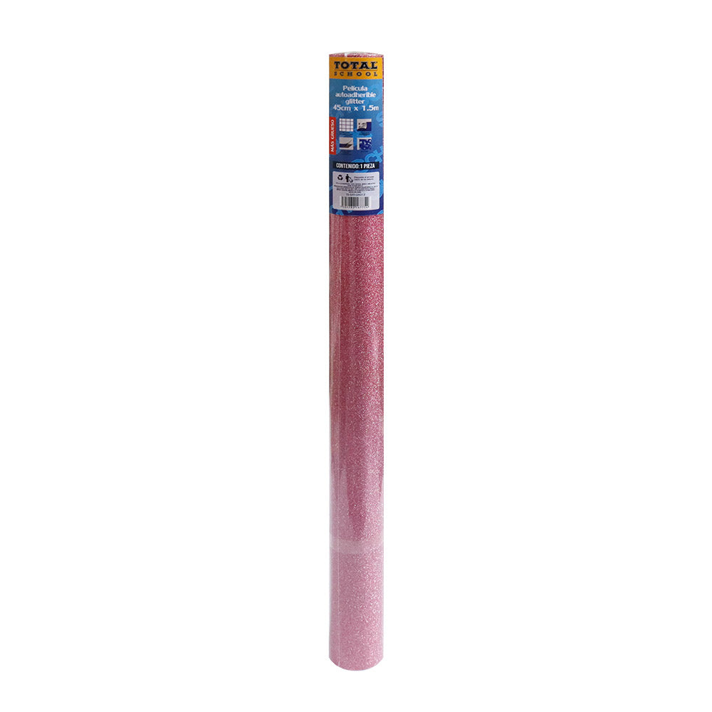 Rollo Autoadhesivo Glitter Rosa 45 cm x 1.5 m Total School