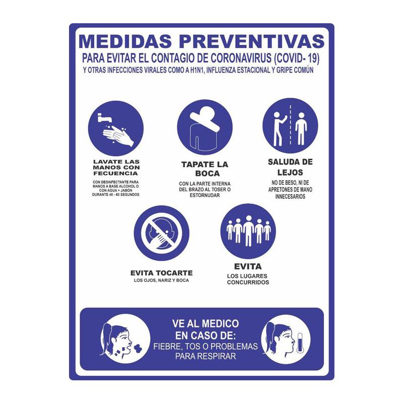 Señalización 30 x 40 cm Medidas Preventivas América Nair