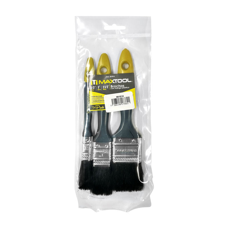 Brocha Gris Paquete/3 piezas MaxTool