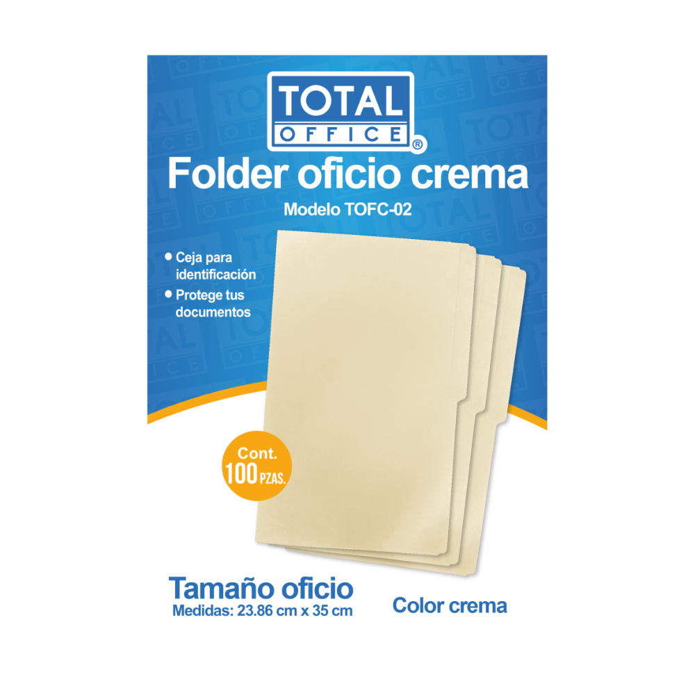 Folder Oficio Crema 1 pieza Total Office