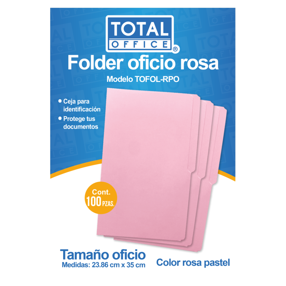 Folder Oficio Rosa Pastel 1 pieza Total Office