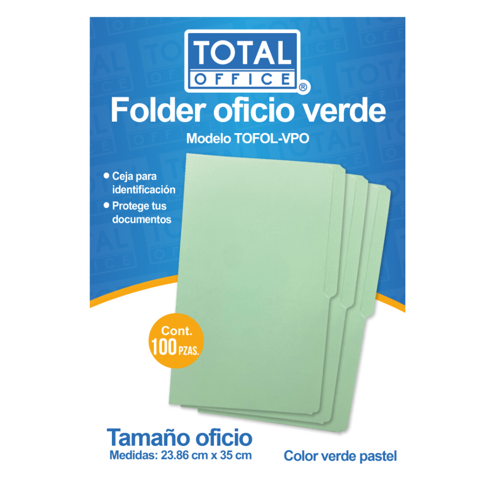 Folder Oficio Verde Pastel 1 pieza Total Office