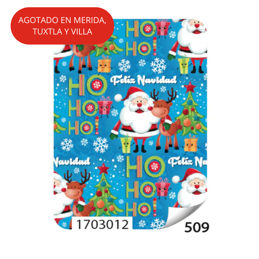 Papel Regalo Navideño Santa Claus Fondo Azul 75 grs 25 piezas